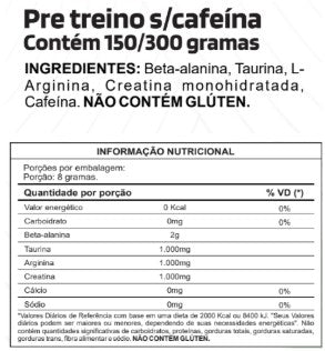 Dynamis Pre treino sem Cafeina- 300MG (Glútem  e Lactose Free)